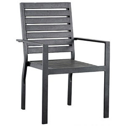 Immagine di sedia plastic wood con braccioli, struttura in polipropilene colore grigio, dimemnsioni cm.55x56 h.89                                                                                                                                                                                                                                                                                                                                                                                                               