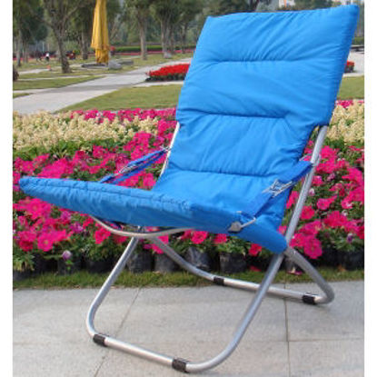 Immagine di poltrona canapone classic pieghevole, dimensione cm.84x63 h.88, struttura in acciaio, seduta e cuscino in poliestere colore blù                                                                                                                                                                                                                                                                                                                                                                                     