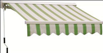 Immagine di Tenda da sole a barra quadra mt.2x3 ,  movimento a manovella, montaggio a parete o a soffitto ( supporti a soffitto non compresi ) , tessuto rigato verde                                                                                                                                                                                                                                                                                                                                                           