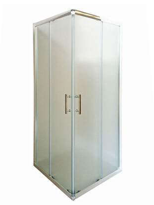 Immagine di box doccia alluminio cromato vetro trasparente spessore 6mm.  misure regolabili cm. l.80/90 p. 80/90 h.185                                                                                                                                                                                                                                                                                                                                                                                                          