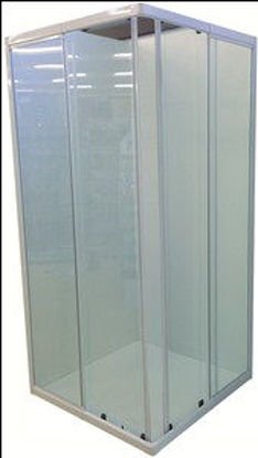 Immagine di box doccia alluminio smaltato bianco vetro trasparente spessore 4mm. misure cm. l.90 p.90 h.185                                                                                                                                                                                                                                                                                                                                                                                                                     