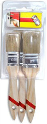 Immagine di Set 3 pennelli piatti 30-40-50 mm., manico in legno, indicati per prodotti al solvente.                                                                                                                                                                                                                                                                                                                                                                                                                             