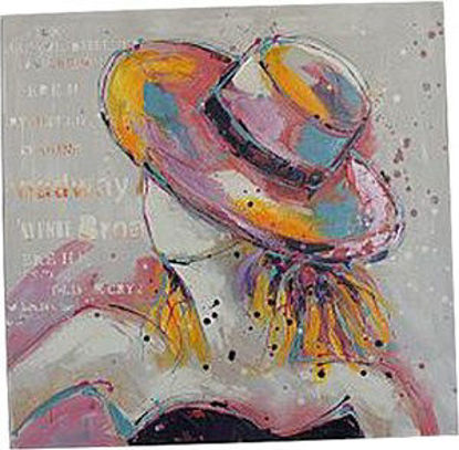 Immagine di Quadro olio donna/cappello 80x80x3                                                                                                                                                                                                                                                                                                                                                                                                                                                                                  