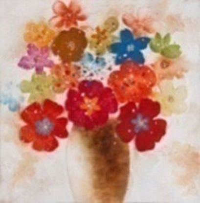 Immagine di Quadro olio vaso fiori ros.100x100x3,8                                                                                                                                                                                                                                                                                                                                                                                                                                                                              