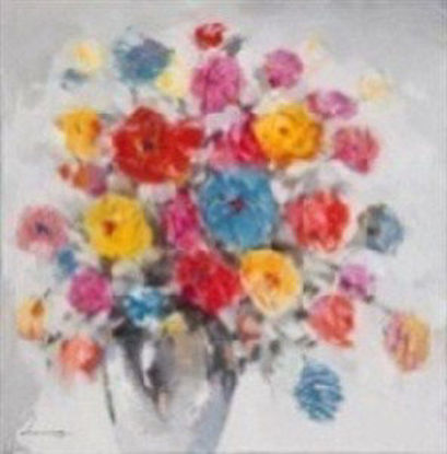 Immagine di Quadro olio vaso fiori mix 100x100x3,8                                                                                                                                                                                                                                                                                                                                                                                                                                                                              