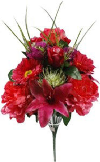 Immagine di Bouquet di  misto fiori artificiali decorativi  rossi                                                                                                                                                                                                                                                                                                                                                                                                                                                               