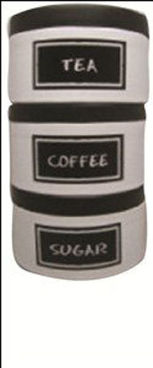Immagine di Set barattoli te' caffe' zucchero bianco e nero cm12.5dx26.5h                                                                                                                                                                                                                                                                                                                                                                                                                                                       
