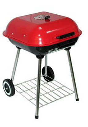 Immagine di Barbecue a carbonella in valigetta con ruote cm.51x46x69h. nero e rosso                                                                                                                                                                                                                                                                                                                                                                                                                                             