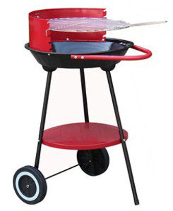 Immagine di barbecue a carbonella tondo con ruote cm.52x43x69h.                                                                                                                                                                                                                                                                                                                                                                                                                                                                 