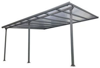 Immagine di Pergola addossata in alluminio verniciata a polvere cm.303x295 h.305 2 gambe tetto in policarbonato mm.6 con protezione uv                                                                                                                                                                                                                                                                                                                                                                                          