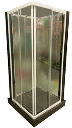 Immagine di box doccia alluminio cromato vetro temperato trasparente spessore 6mm. misure cm. l.70 p.90 h.185                                                                                                                                                                                                                                                                                                                                                                                                                   
