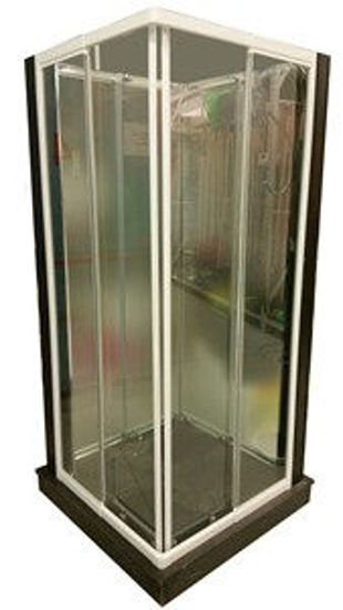 Immagine di box doccia alluminio cromato vetro temperato trasparente spessore 6mm. misure cm. l.70 p.90 h.185                                                                                                                                                                                                                                                                                                                                                                                                                   