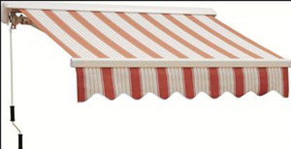 Immagine di Tenda da sole a barra quadra mt.4x2,5 ,  movimento a manovella, montaggio a parete o a soffitto ( supporti a soffitto non compresi ) , tessuto rigato  rosso.                                                                                                                                                                                                                                                                                                                                                       