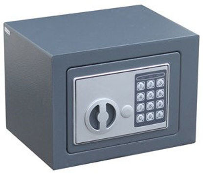 Immagine di Cassaforte a mobiletto elettronica spessore porta mm.3 spessore cassa mm.1, 2 pistoni bloccaggio porta con chiave in dotazione per apertura di emergenza 23x17x17cm                                                                                                                                                                                                                                                                                                                                                 
