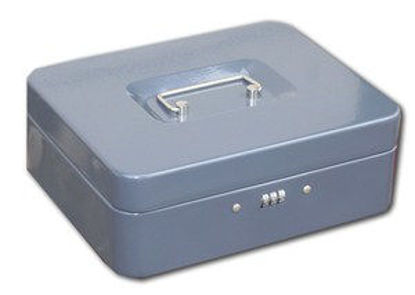 Immagine di Cassetta portavalori a combinazione con vassoio portamonete in plastica interno 30x24x9cm                                                                                                                                                                                                                                                                                                                                                                                                                           