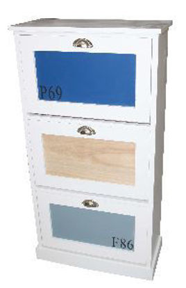 Immagine di Scarpiera in legno con 3 cassetti bianco e azzurro                                                                                                                                                                                                                                                                                                                                                                                                                                                                  
