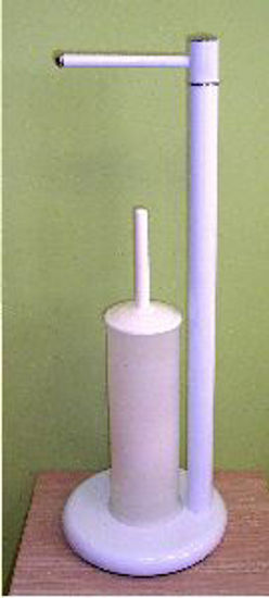 Immagine di colonna bianco/cromo porta carta, porta scopino h.64                                                                                                                                                                                                                                                                                                                                                                                                                                                                