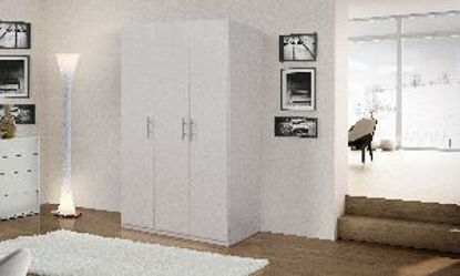 Immagine di armadio 3 ante battenti bianco, in truciolare nobilitato melaminico antigraffio, maniglie in plastica color alluminio, misure cm.135x53x202 h                                                                                                                                                                                                                                                                                                                                                                       