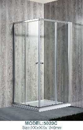 Immagine di box doccia ad angolo, vetro temperato trasparente spessore mm.5, struttura profilo in alluminio lucido, maniglie in plastica, scorrimento con doppia rotellina, misure cm. 90x90 h.180                                                                                                                                                                                                                                                                                                                              