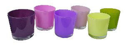 Immagine di Vaso  in vetro conan violet altezza cm.13 diametro 13 colori assortiti                                                                                                                                                                                                                                                                                                                                                                                                                                              