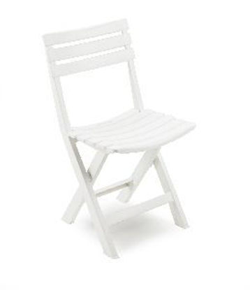 Immagine di sedia pieghevole birki, in polipropilene colore bianca, dimensioni cm. 44x41 h. 78, peso kg. 2,78                                                                                                                                                                                                                                                                                                                                                                                                                   