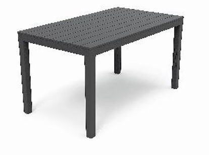 Immagine di tavolo rettangolare sumatra, componibile in polipropilene, colore antracite effetto legno, dimensioni cm.138x80 h. 72, peso kg. 10                                                                                                                                                                                                                                                                                                                                                                                  