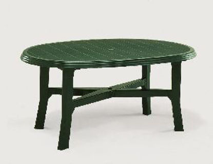 Immagine di tavolo ovale danubio, componibile a gambe collegate, in polipropilene, colore verde, dimensioni cm.165x110 h. 72, peso kg. 15,5                                                                                                                                                                                                                                                                                                                                                                                     