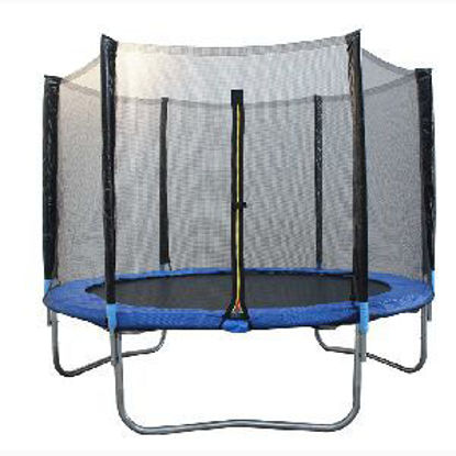 Immagine di trampolino rotondo uso domestico, dimensioni diamentro cm.244 altezza 51, con rete di sicurezza in polietilene altezza cm.150 e scala, portata massima kg.150                                                                                                                                                                                                                                                                                                                                                       