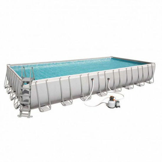 Immagine di set piscina fuori terra rettangolare power steel, dimensioni cm.956x488 h.132                                                                                                                                                                                                                                                                                                                                                                                                                                       