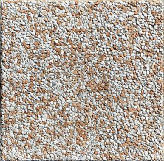 Immagine di lastra in graniglia lavata, decorazione bianco ciottolo e rosso spaccato, dimensioni cm.50x50                                                                                                                                                                                                                                                                                                                                                                                                                       