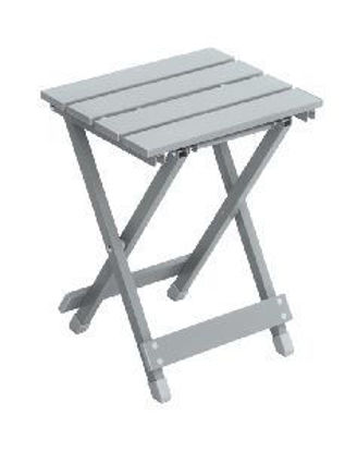 Immagine di tavolino quadrato pieghevole in alluminio, ripiano con doghe colore silver, dimensioni cm.30x30 h.25                                                                                                                                                                                                                                                                                                                                                                                                                