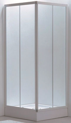 Immagine di box doccia alluminio smaltato bianco vetro opaco spessore 4mm. misure cm. l.90 p.90 h.185                                                                                                                                                                                                                                                                                                                                                                                                                           